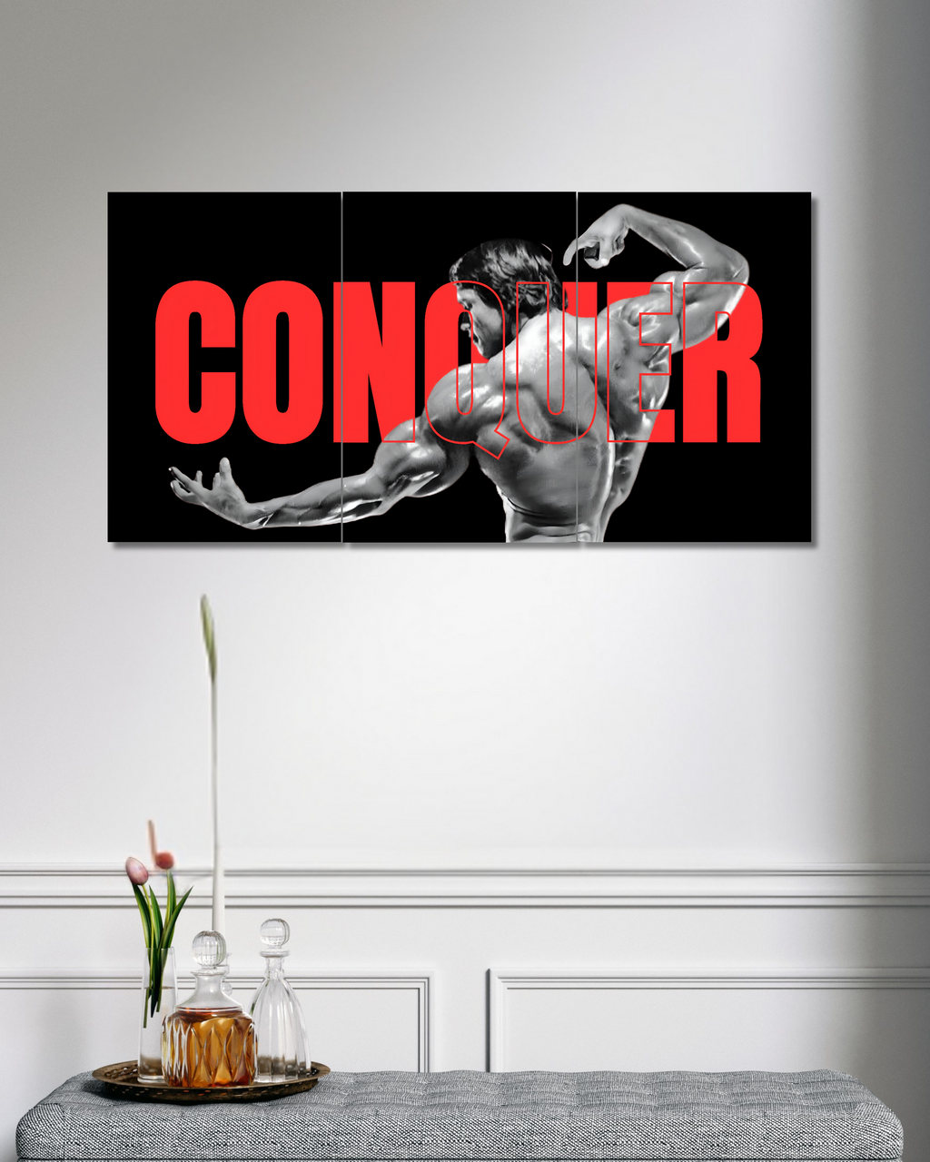 Conquer | Arnold Schwarzenegger | Split Poster | 3 Piece Set | Motivation