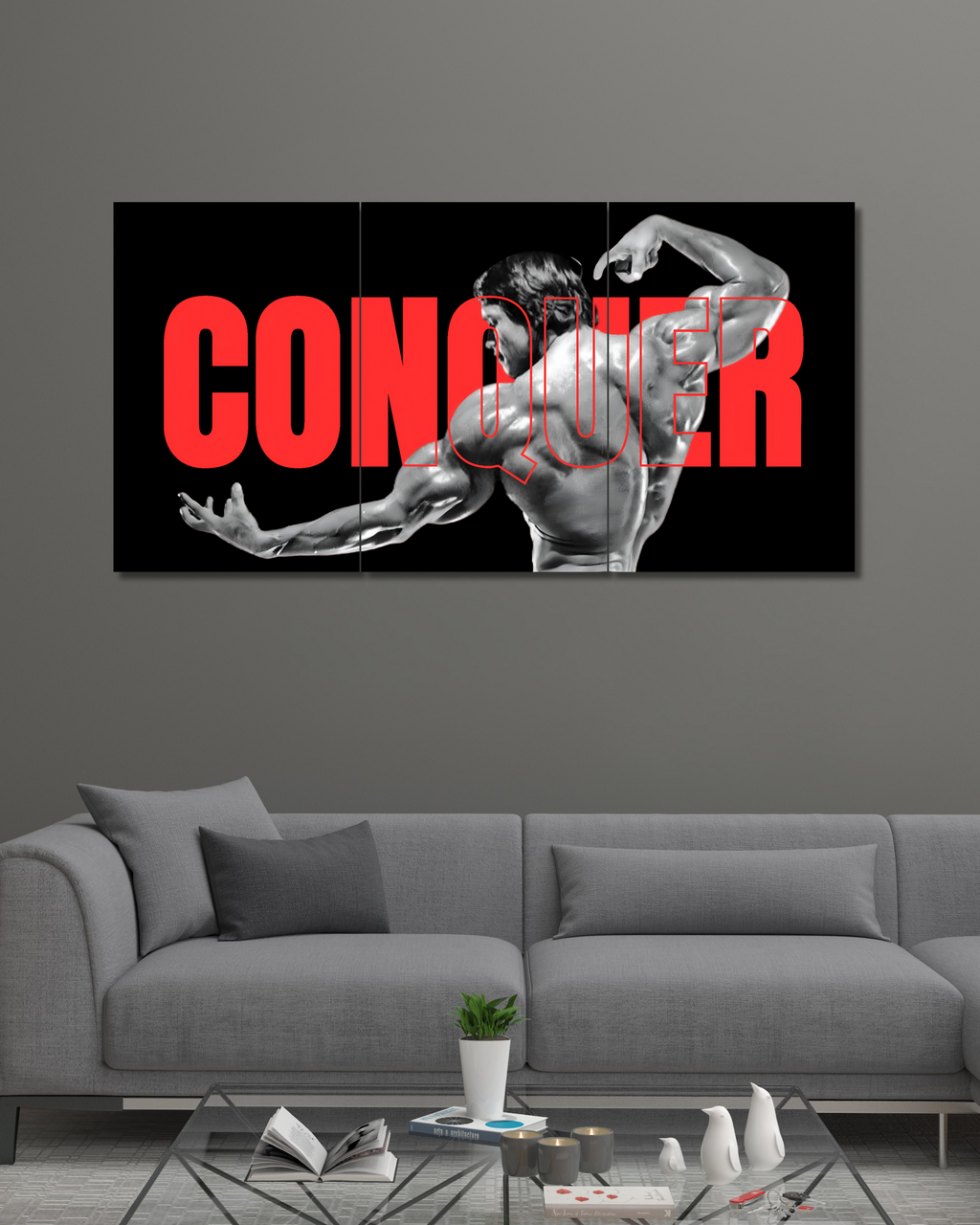 Conquer | Arnold Schwarzenegger | Split Poster | 3 Piece Set | Motivation