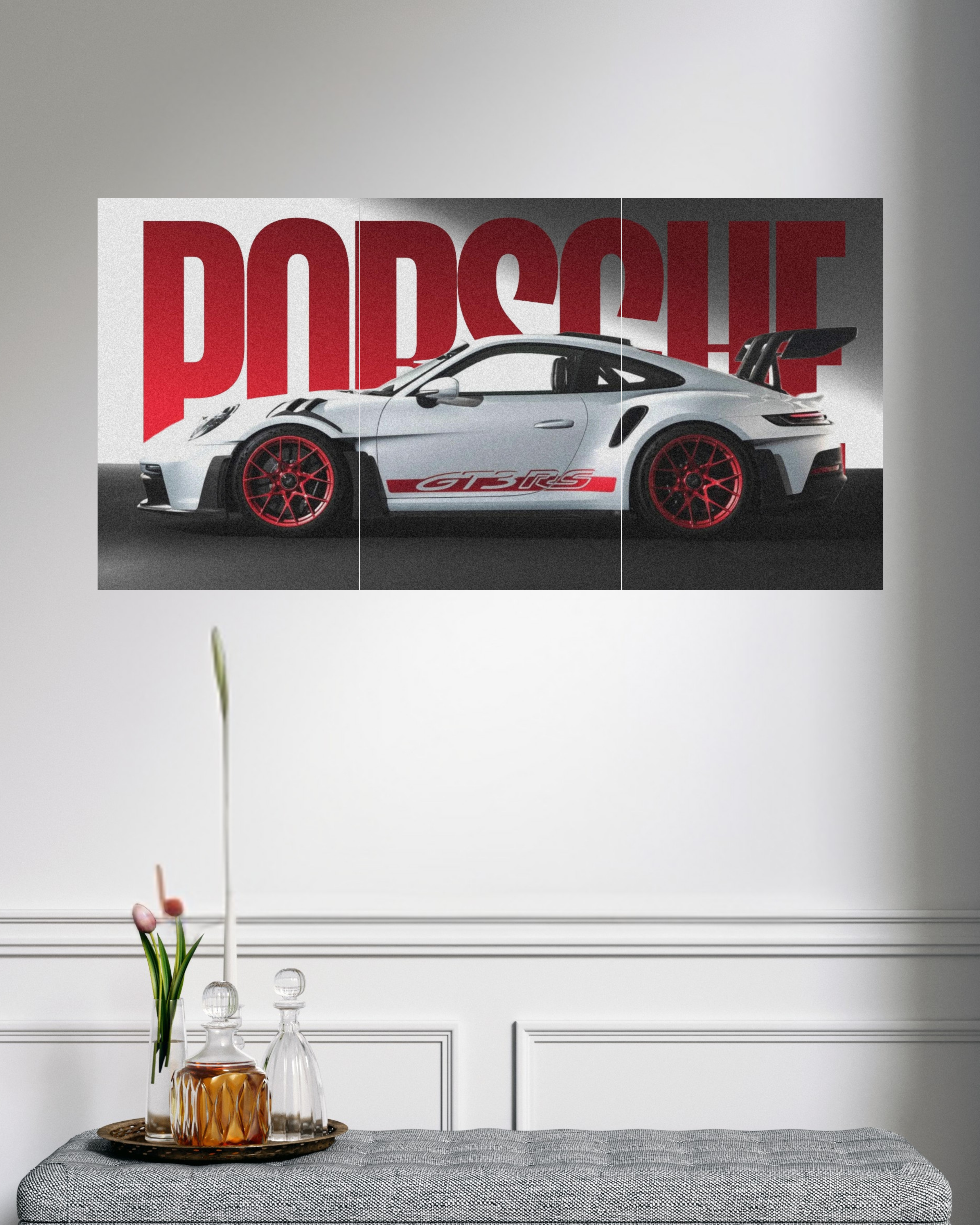 Porsche GT3RS Grainy | Split Poster | 3 Piece Set | Cars