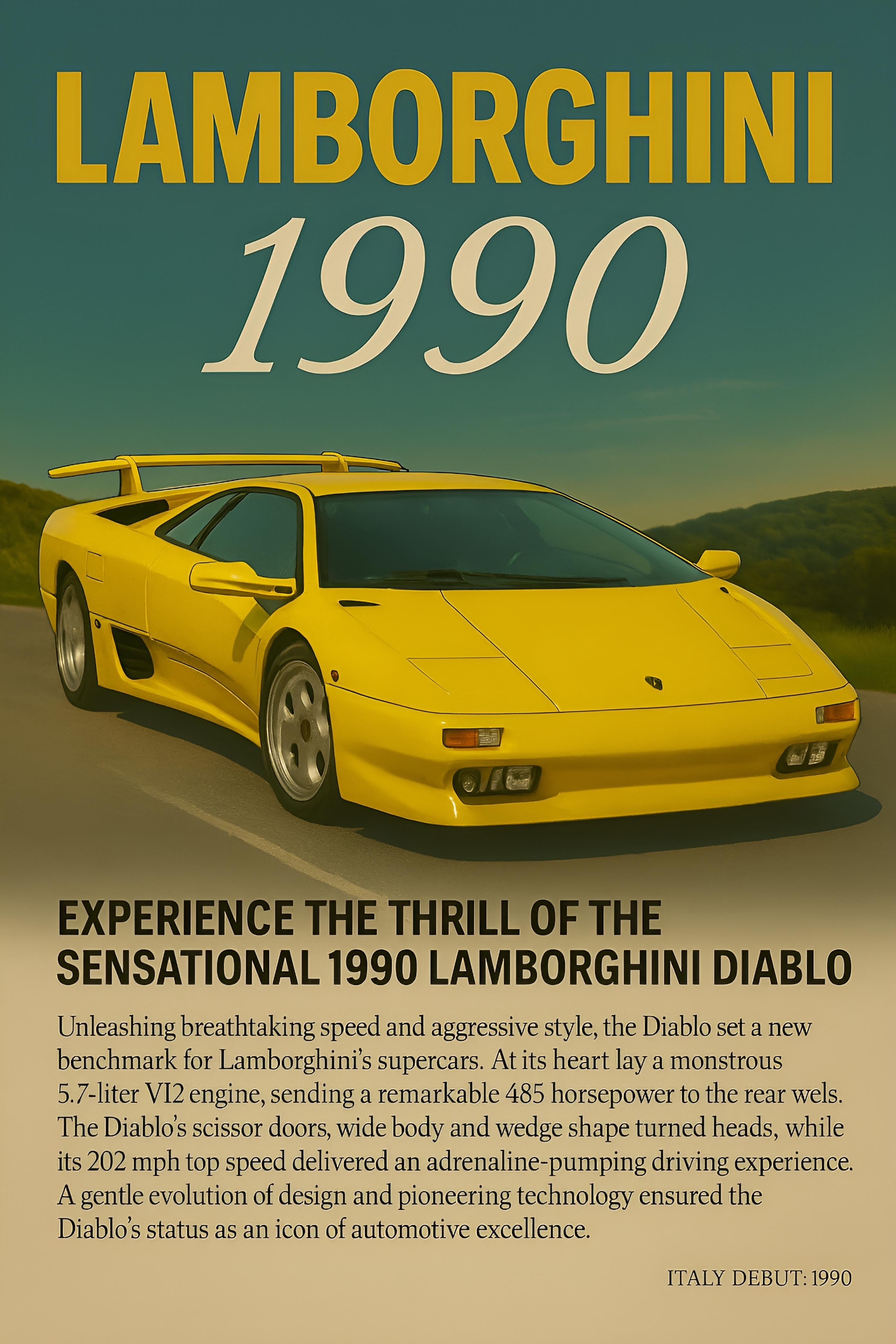 Lamborghini Diablo (1990) Hyper-Realistic | Vintage Cars